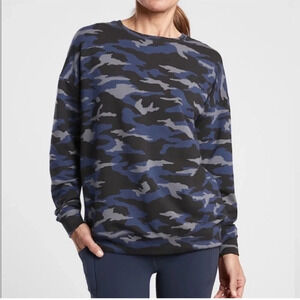 Athleta Blue Camouflage Long Sleeve Studio to Street Pullover Sweatshirt size XS